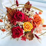 Load image into Gallery viewer, Radiant Bloom Preserved Flower Arrangement – Golden Hoop Design
