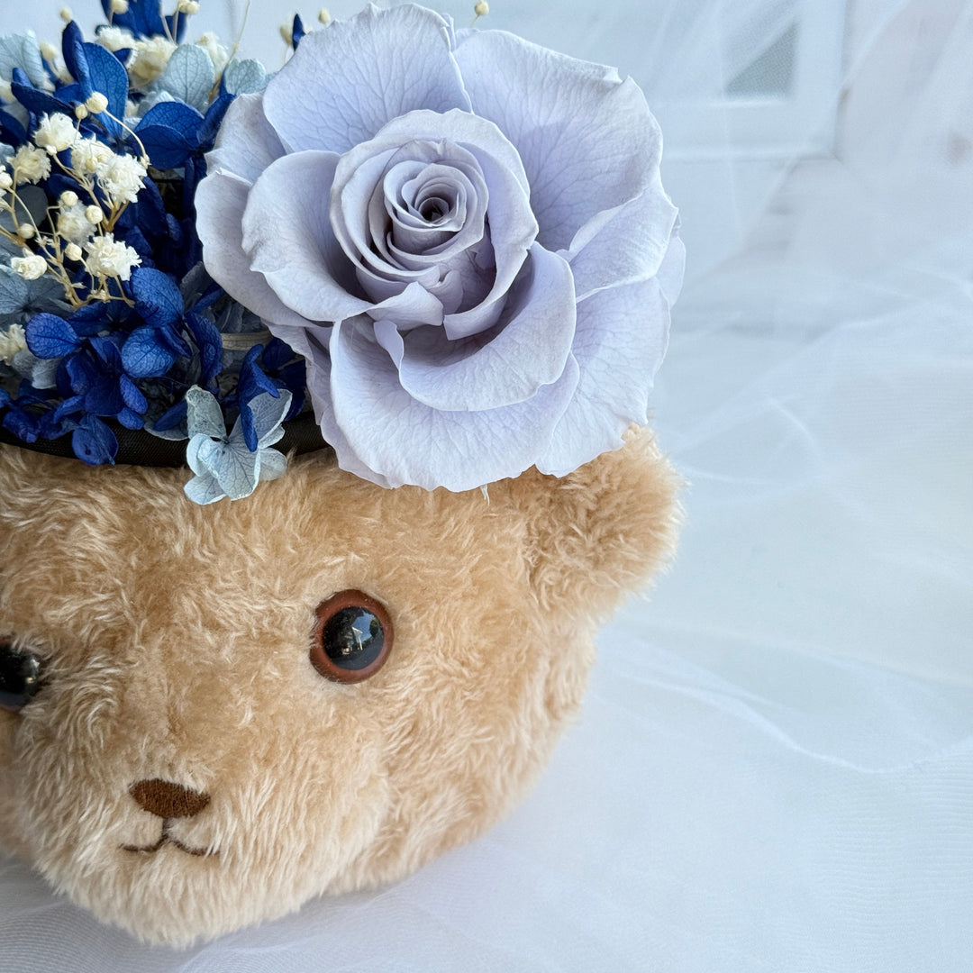 Teddy Bloom Duo – Preserved Flower Plush Arrangement