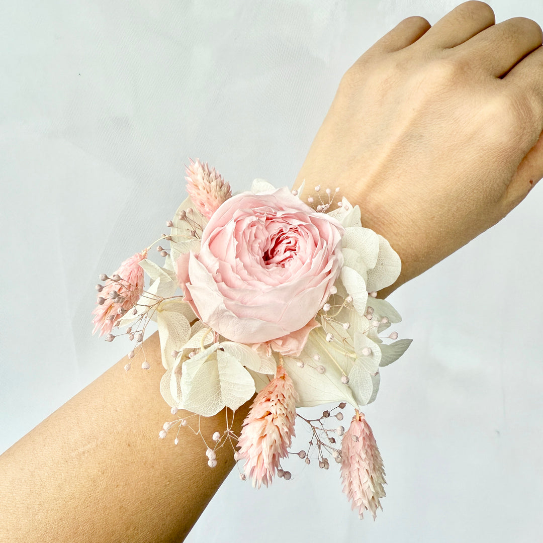 Blushing Garden Rose - Preserved Flower Wrist Corsage