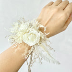 Load image into Gallery viewer, Boho Ivory – Preserved Flower Wrist Corsage