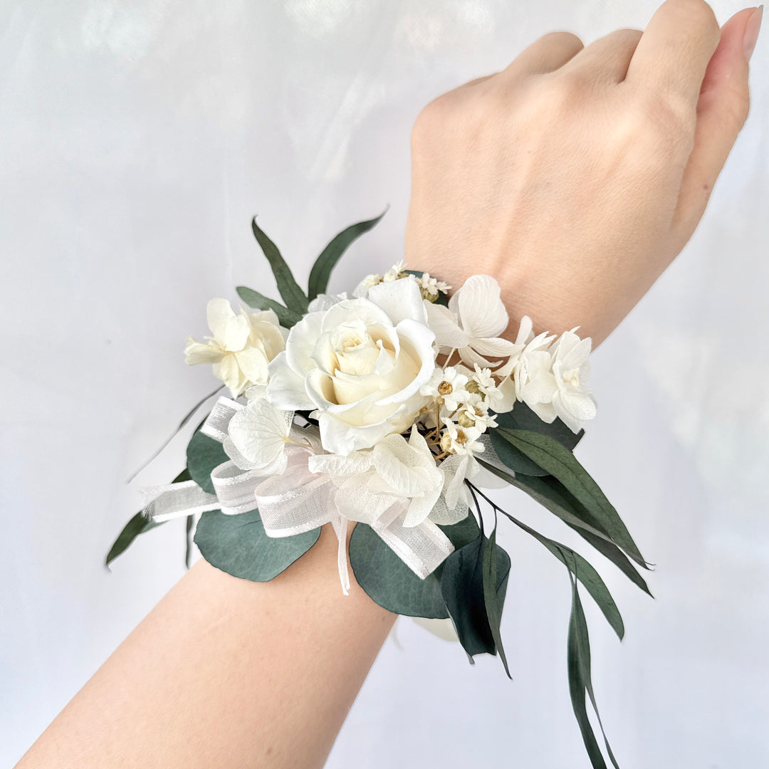 Ethereal Ivory - Preserved Flower Wrist Corsage