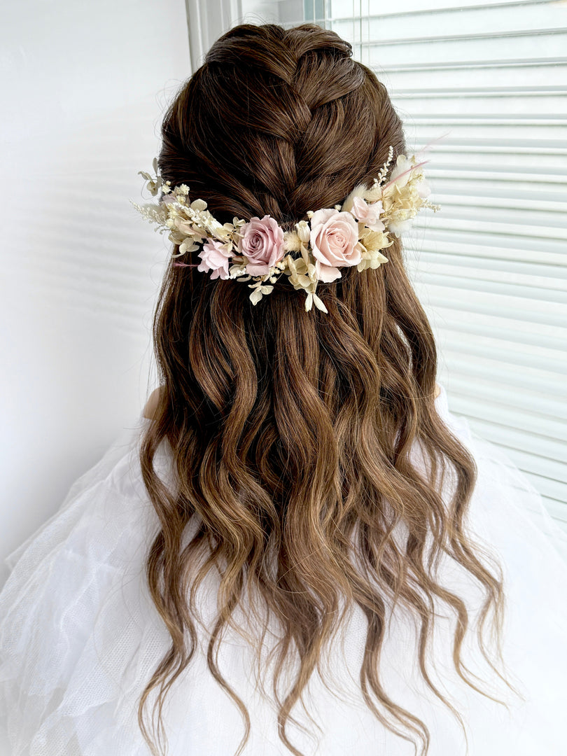 Rose Dust -  Preserved Floral Bridal Hairpiece Set (2-Piece)