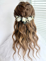 Load image into Gallery viewer, Ethereal Ivory – Preserved Floral Bridal Hairpiece Set (5-Piece)