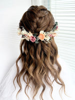 Load image into Gallery viewer, Coral Blush – Preserved Floral Bridal Hairpiece Set (2-Piece)