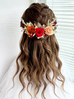 Load image into Gallery viewer, Bohemian Flame – Preserved Floral Bridal Hairpiece Set (5-Piece)