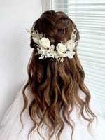 Load image into Gallery viewer, Boho Ivory – Whisper Preserved Floral Bridal Hairpiece Set (7-Piece)