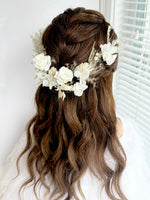 Load image into Gallery viewer, Boho Ivory – Whisper Preserved Floral Bridal Hairpiece Set (7-Piece)
