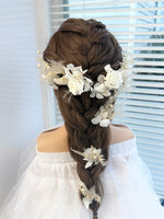Load image into Gallery viewer, Boho Ivory – Whisper Preserved Floral Bridal Hairpiece Set (7-Piece)