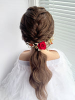 Load image into Gallery viewer, Bohemian Flame – Preserved Floral Bridal Hairpiece Set (5-Piece)