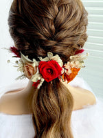 Load image into Gallery viewer, Bohemian Flame – Preserved Floral Bridal Hairpiece Set (5-Piece)