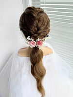 Load image into Gallery viewer, Blush Eternal – Dusty Rose &amp; Blush Pink Preserved Floral Bridal Hairpiece Set (5-Piece)