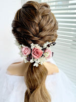 Load image into Gallery viewer, Blush Eternal – Dusty Rose &amp; Blush Pink Preserved Floral Bridal Hairpiece Set (5-Piece)
