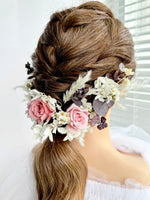 Load image into Gallery viewer, Blush Eternal – Dusty Rose &amp; Blush Pink Preserved Floral Bridal Hairpiece Set (5-Piece)