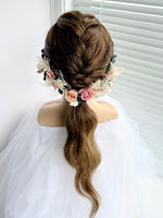 Load image into Gallery viewer, Coral Blush – Preserved Floral Bridal Hairpiece Set (2-Piece)