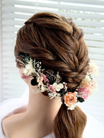 Load image into Gallery viewer, Coral Blush – Preserved Floral Bridal Hairpiece Set (2-Piece)