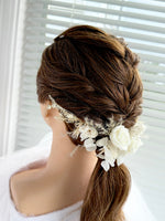 Load image into Gallery viewer, Boho Ivory – Whisper Preserved Floral Bridal Hairpiece Set (7-Piece)