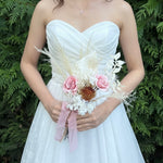 Load image into Gallery viewer, Dusty Pink Rose &amp; Palm – Boho Preserved Bridal Bouquet