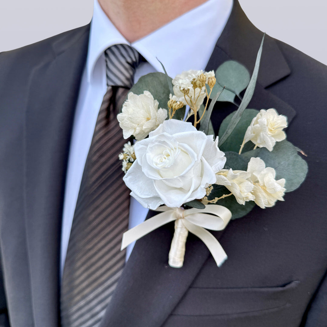 Ethereal Ivory - Preserved Flower Boutonniere