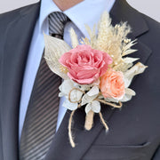 Sunset Garden – Preserved Flower Boutonniere for Groom & Groomsmen