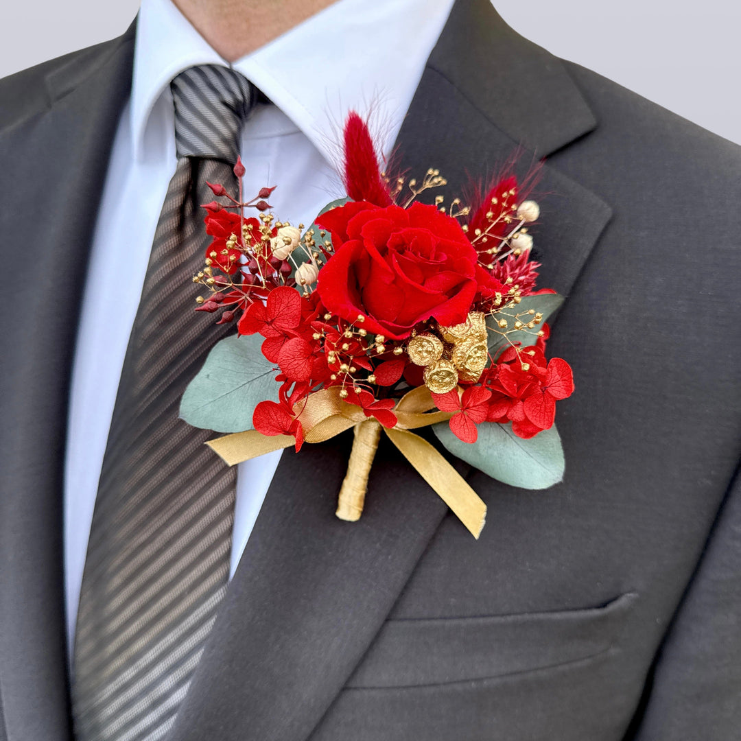 Velvet Flame - Preserved Flower Boutonnière