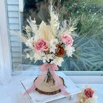 Load image into Gallery viewer, Dusty Pink Rose &amp; Palm – Boho Preserved Bridal Bouquet