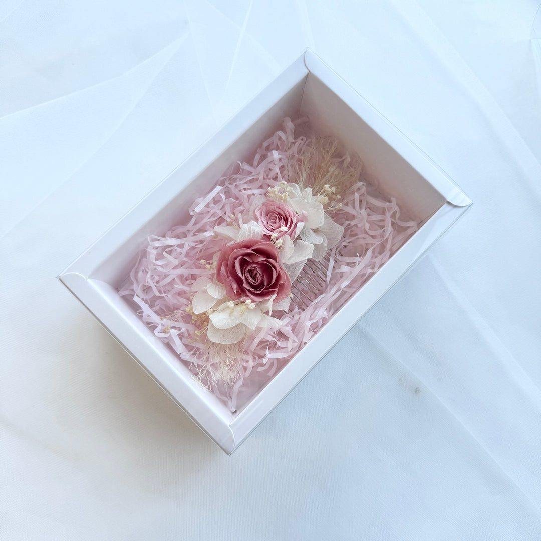Dusty Pink Rose – Boho Preserved Floral Bridal Hair Comb