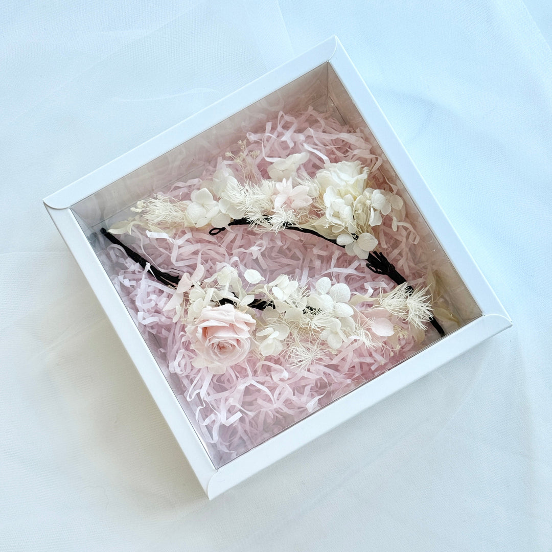 Cloud Blush –  Preserved Floral Bridal Hairpiece Set (2-Piece)