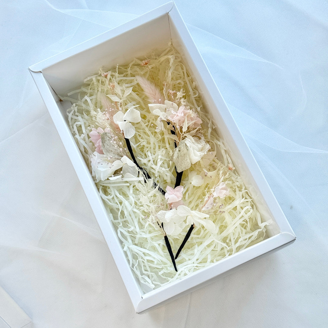 Blushing Garden Rose – Preserved Floral Bridal Hairpiece Set (2-Piece)