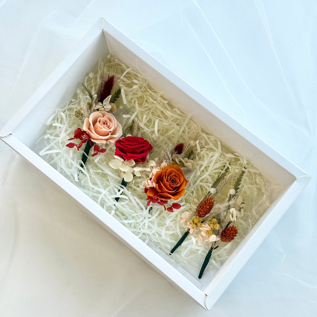 Bohemian Flame – Preserved Floral Bridal Hairpiece Set (5-Piece)