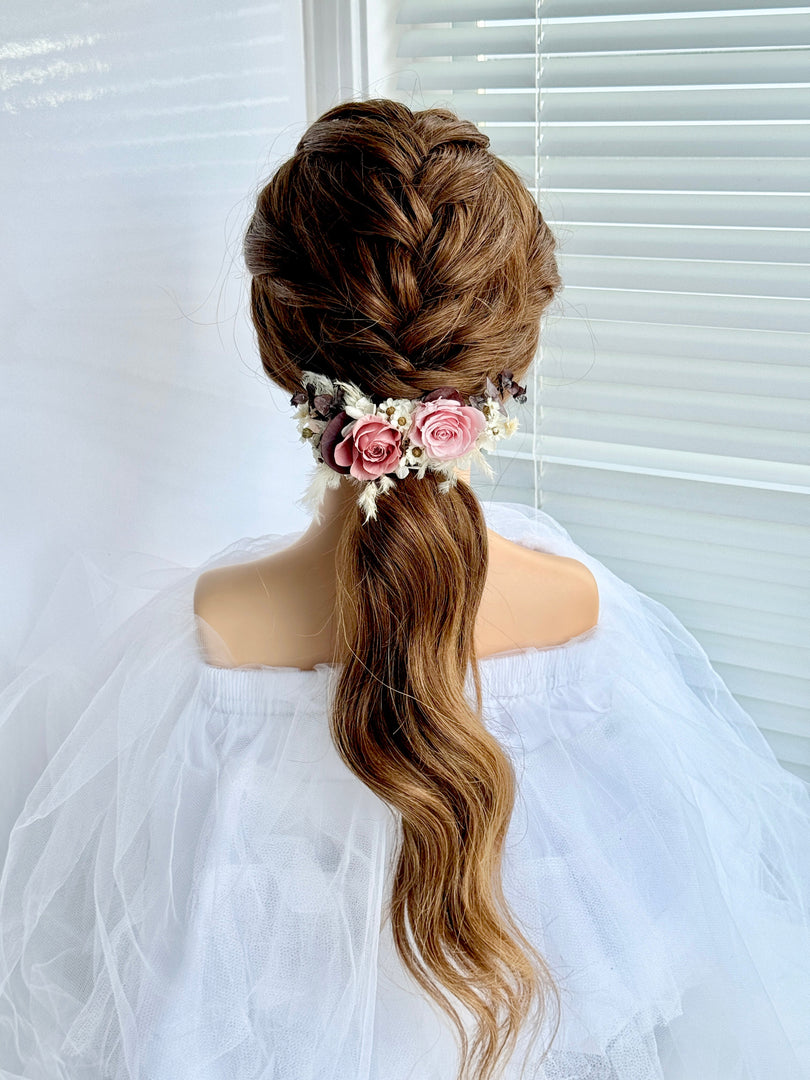 Blush Eternal – Rosé Whispers Preserved Floral Bridal Hair Comb