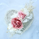 Load image into Gallery viewer, Dusty Pink Rose – Boho Preserved Floral Bridal Hair Comb