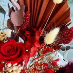 Load image into Gallery viewer, detail of preserved florals and  gold accents in luxury wedding bouquet